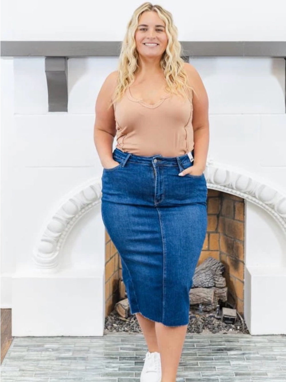 Judy Blue High-Rise Midi Denim Skirt NWT
